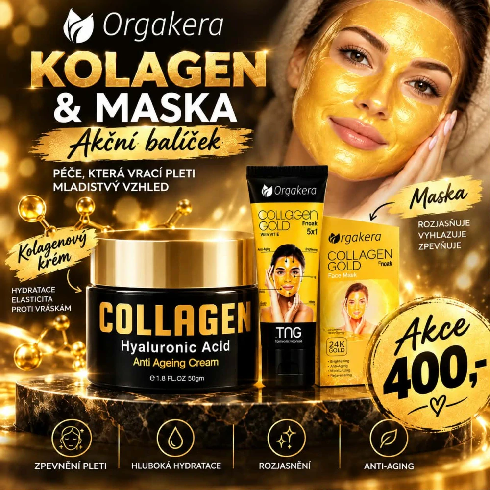 kolagenový krém s retinolem a 24K zlatem + kolagenová zlatá maska