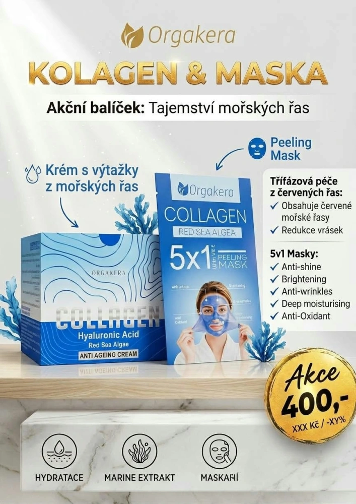 kolagenový krém a maska s mořskými řasami