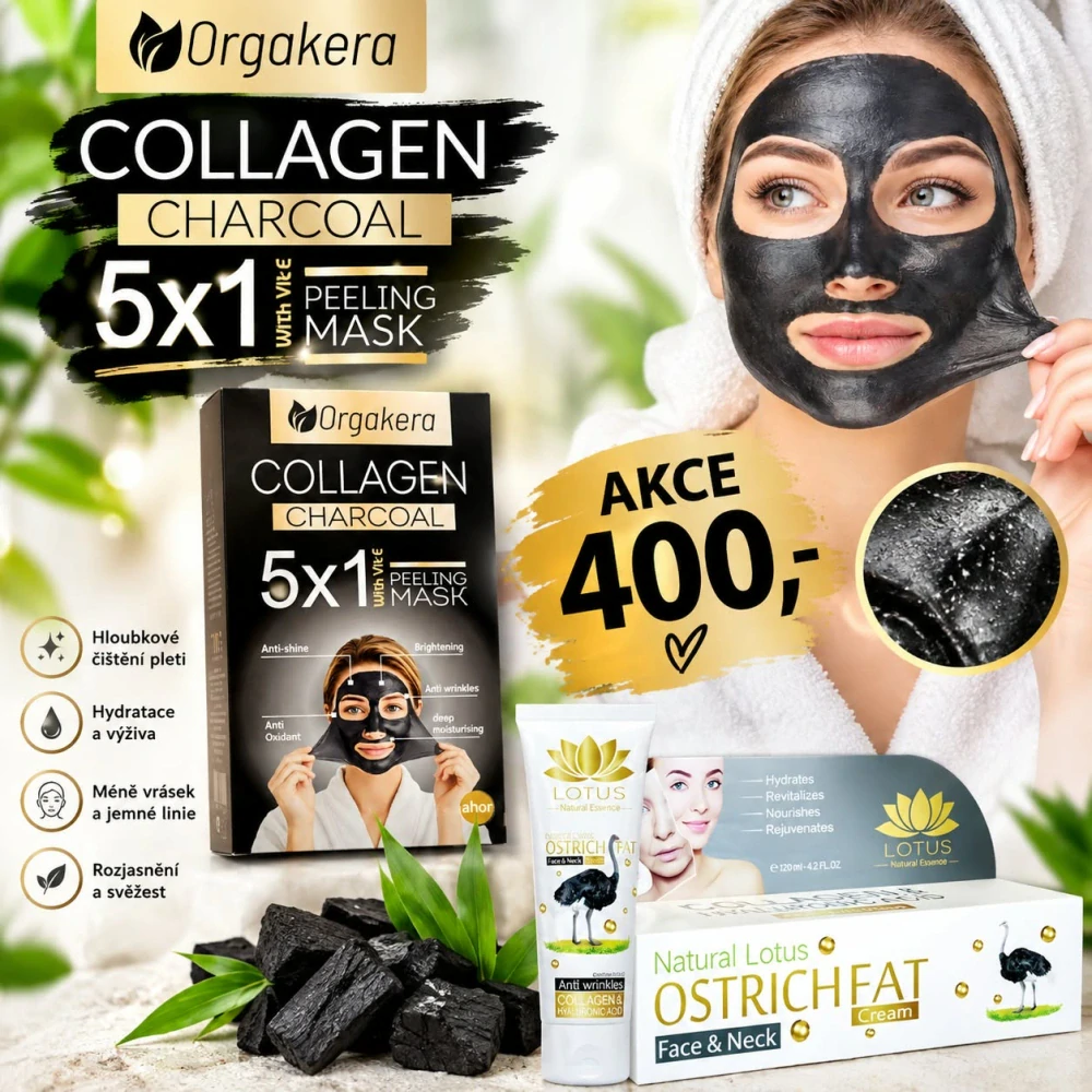 kolagenový krém s pštrosím tukem + maska s aktivním uhlím